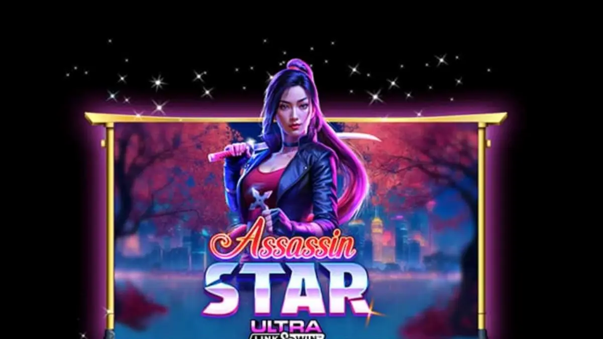 Interface do jogo de slot Assassin Star com elementos neon e temática de assassino japonês